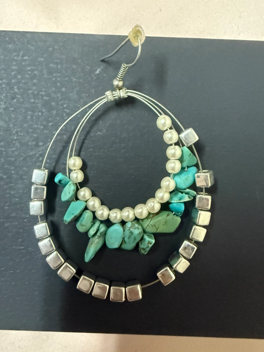 Boho Earrings with Turquoise & Pearls-Free with another purchase - photo 2