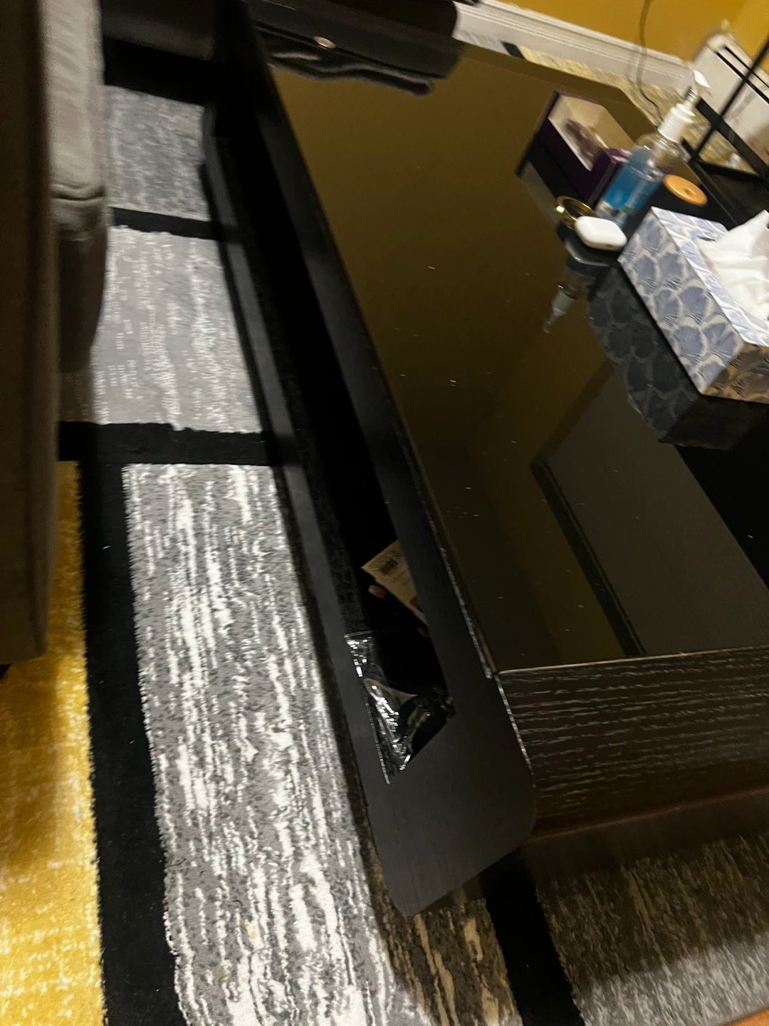 Black Coffee Table with Glossy Top