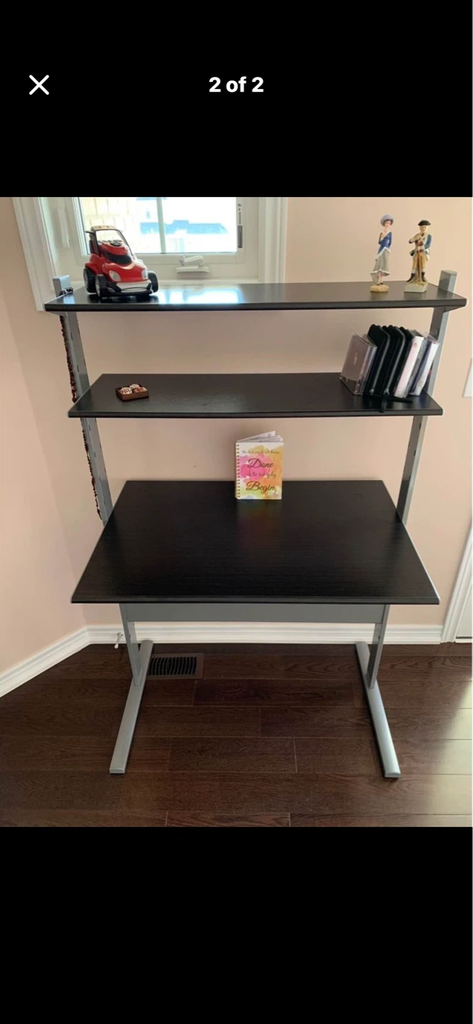 Black Metal Computer Desk with Shelves - photo 2