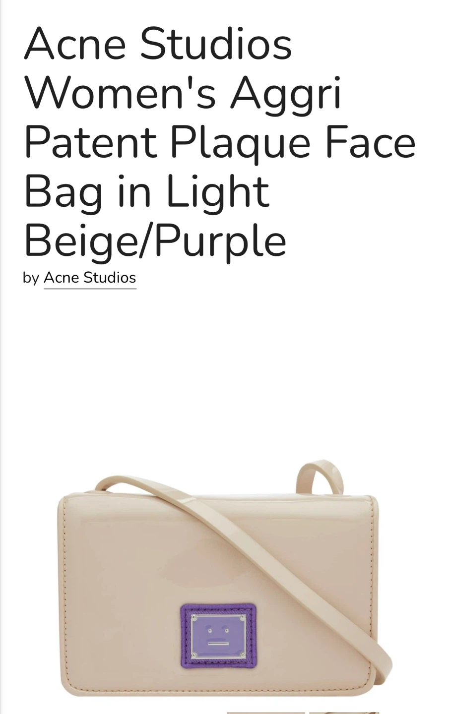 Acne Studios Aggri Patent Face Bag - Light Beige/Purple
