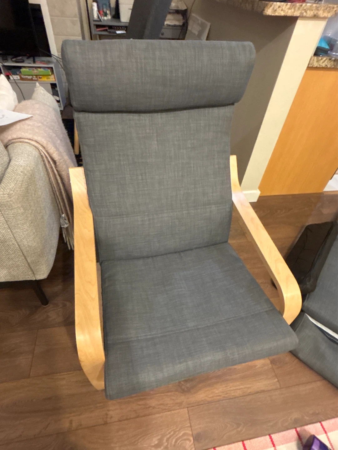 IKEA Poäng Chair with Grey Cushions