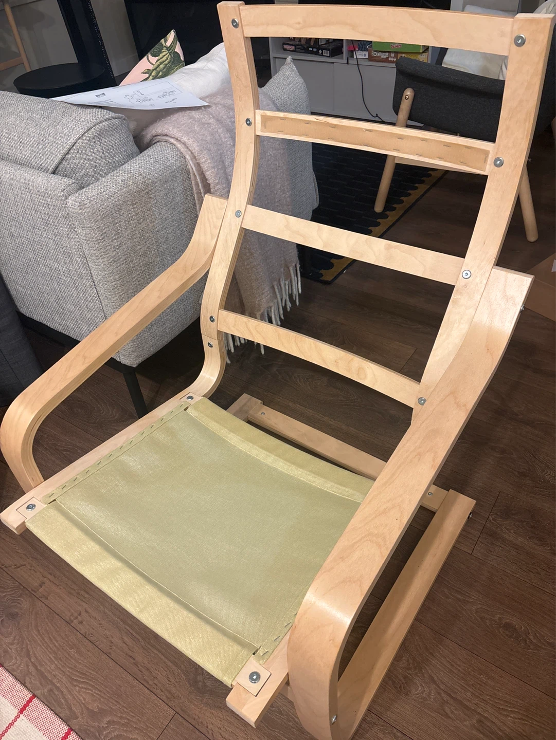 IKEA Poäng Chair with Grey Cushions - photo 2
