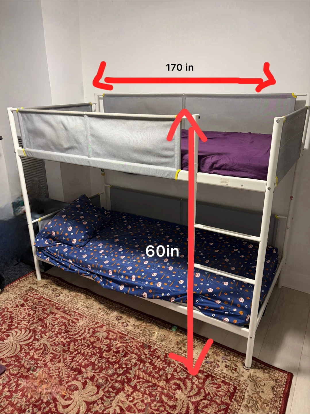 White Metal Bunk IKEA Bed - photo 2