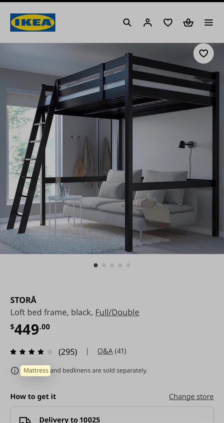 IKEA STORÅ Loft Bed Frame, Black, Full/Double - photo 2