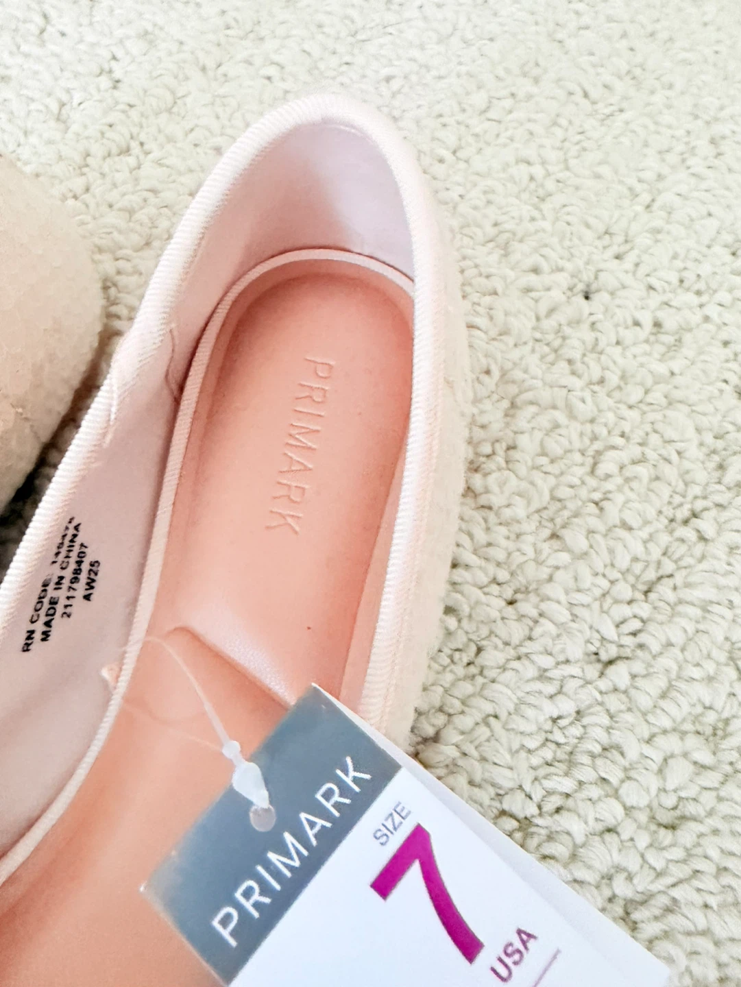 Primark Women's Ballet Flats Size 7 Blush Sequined Bow - photo 3