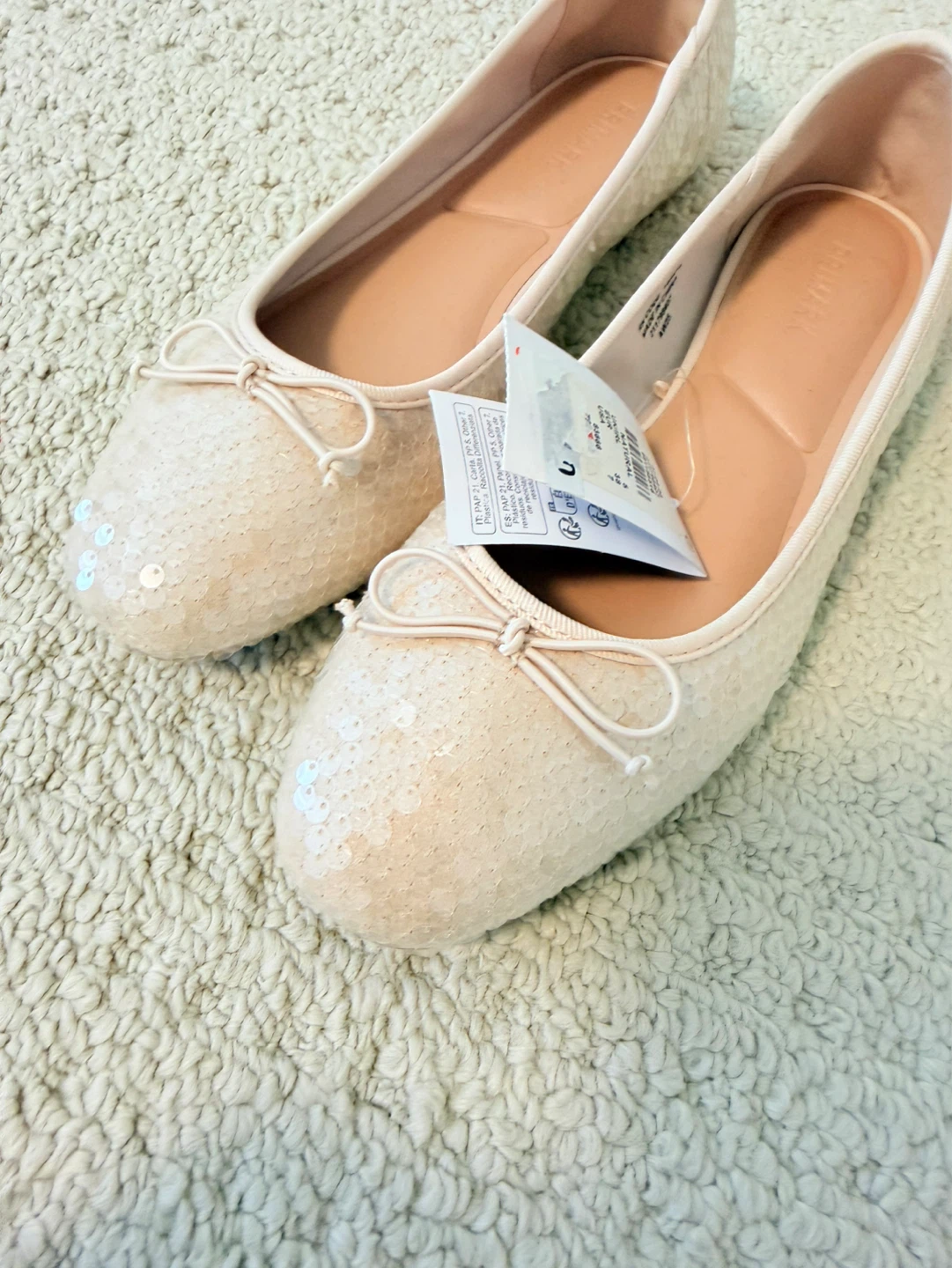 Primark Women's Ballet Flats Size 7 Blush Sequined Bow - photo 5