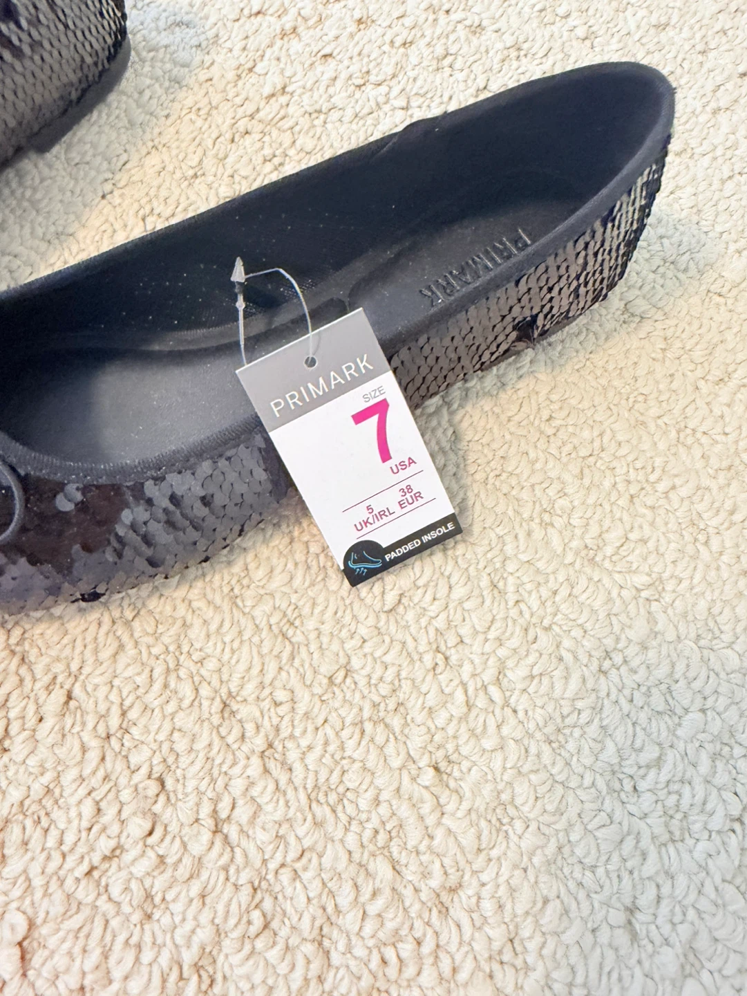 Primark Black Sequin Ballet Flats - Size 7 - photo 2