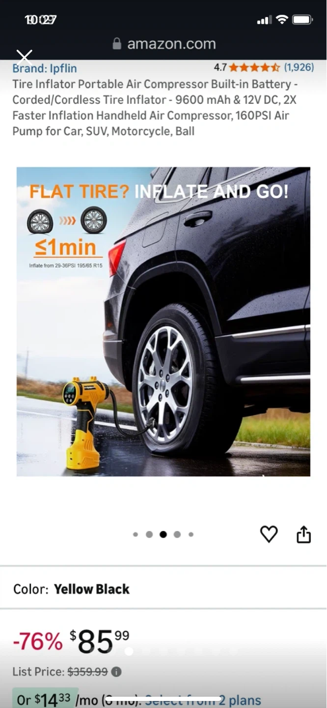 Big sale-IPFLIN Portable Air Compressor - 9600 mAh, 160 PSI - photo 3
