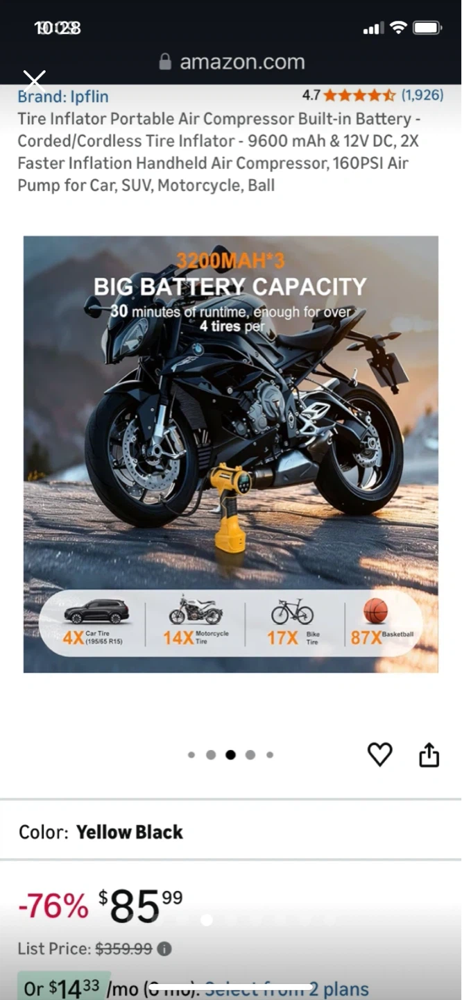 Big sale-IPFLIN Portable Air Compressor - 9600 mAh, 160 PSI - photo 4