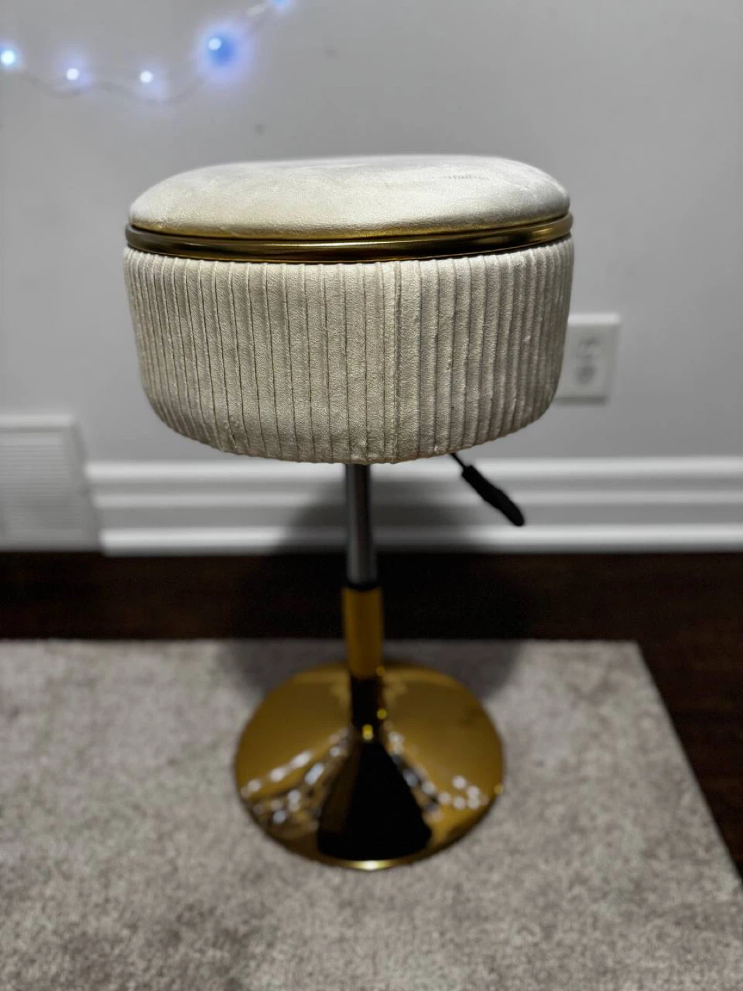 LITZFUR Adjustable Vanity Stool / Storage Ottoman – Open Box 🔥✨ - photo 3