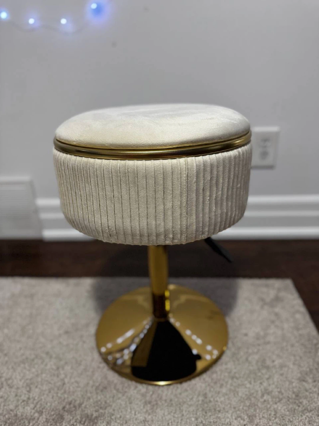 LITZFUR Adjustable Vanity Stool / Storage Ottoman – Open Box 🔥✨