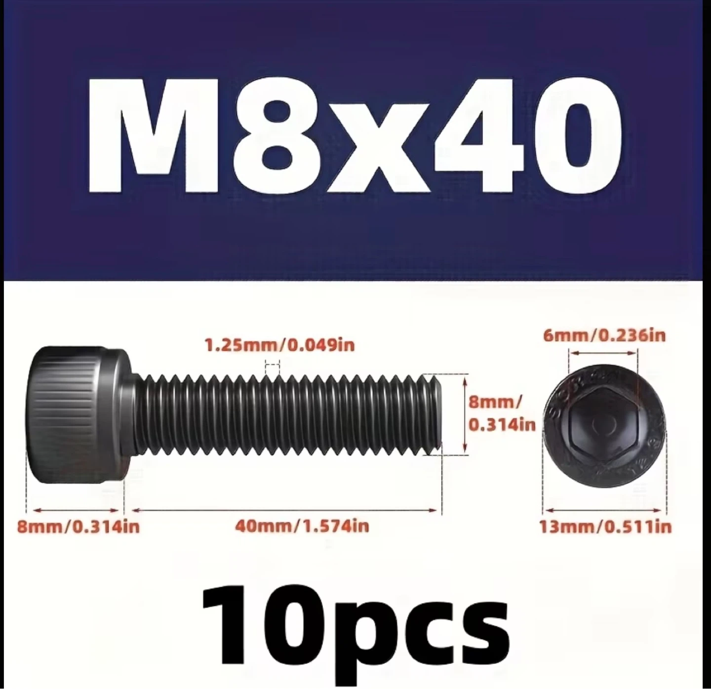 10pcs/25pcs of M5, M6, M8, M10 Hex Socket Head Screws - photo 4
