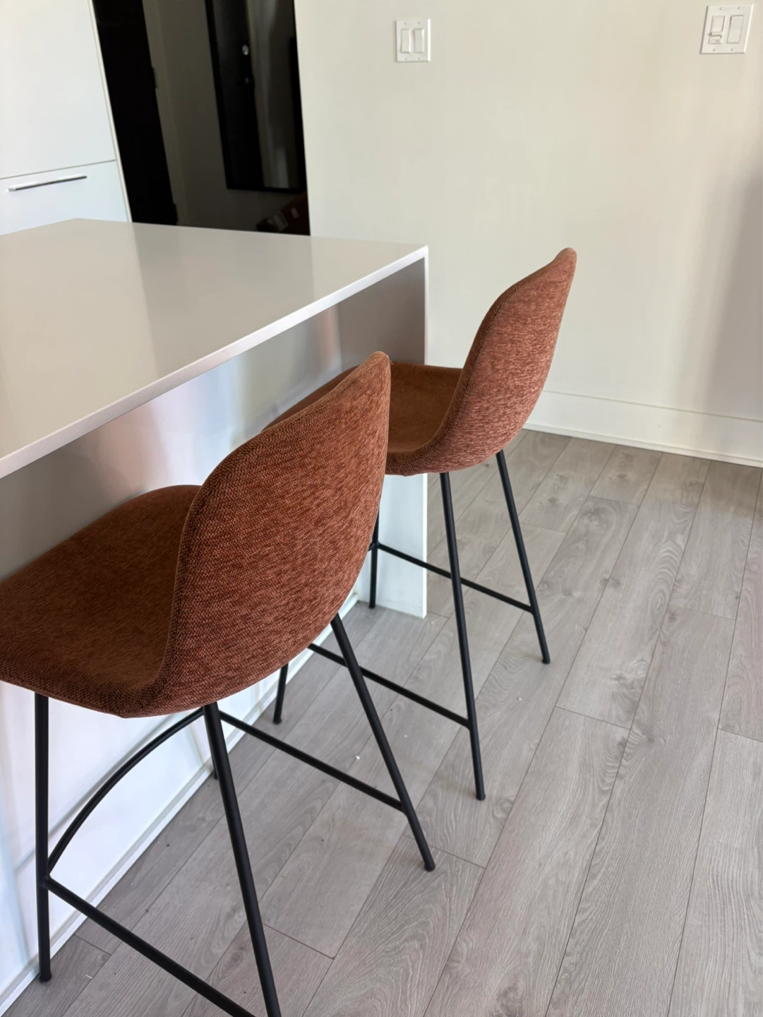 Brown Upholstered Bar Stools (Set of2)