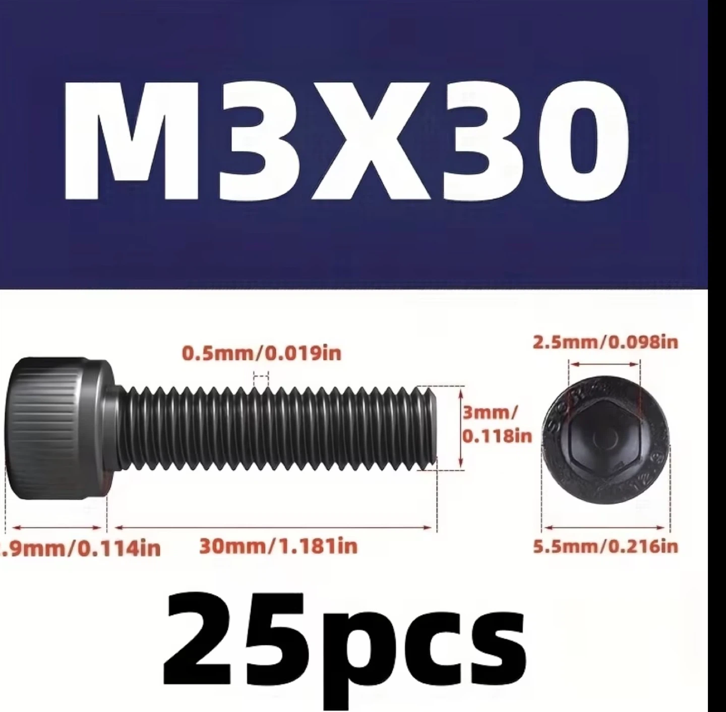 25pcs of M3, M4, M5, Hex Socket Head Screws - photo 5