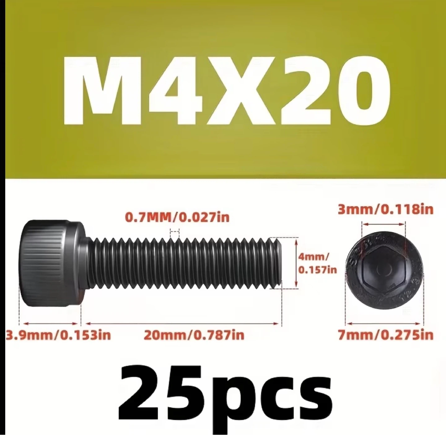 25pcs of M3, M4, M5, Hex Socket Head Screws - photo 4