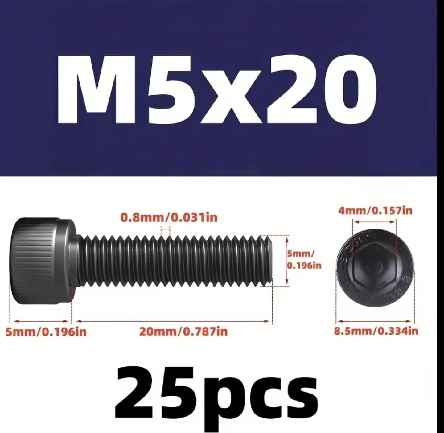 25pcs of M3, M4, M5, Hex Socket Head Screws - photo 3