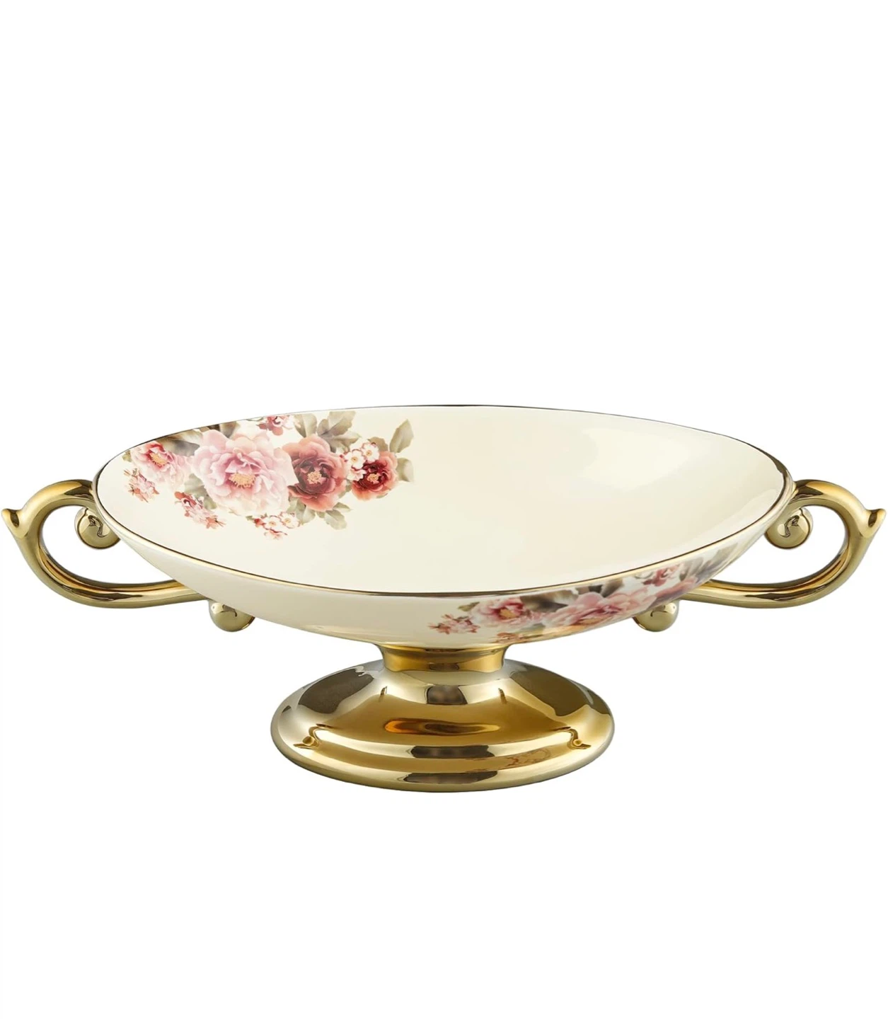 Decorative Fruit Bowl with Gold Handles