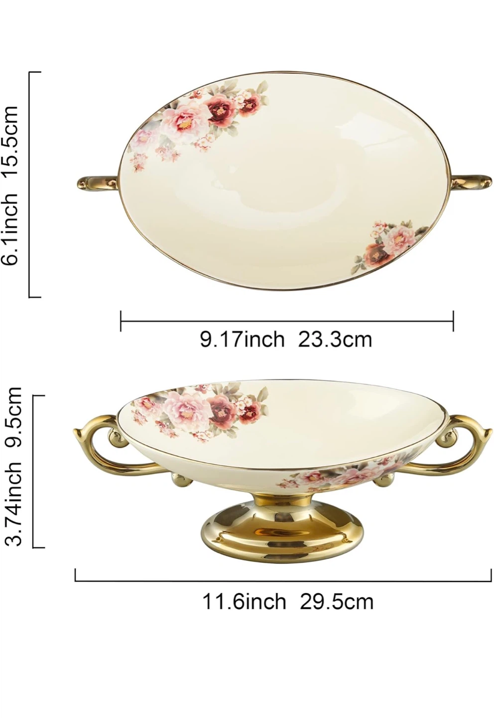 Decorative Fruit Bowl with Gold Handles - photo 3