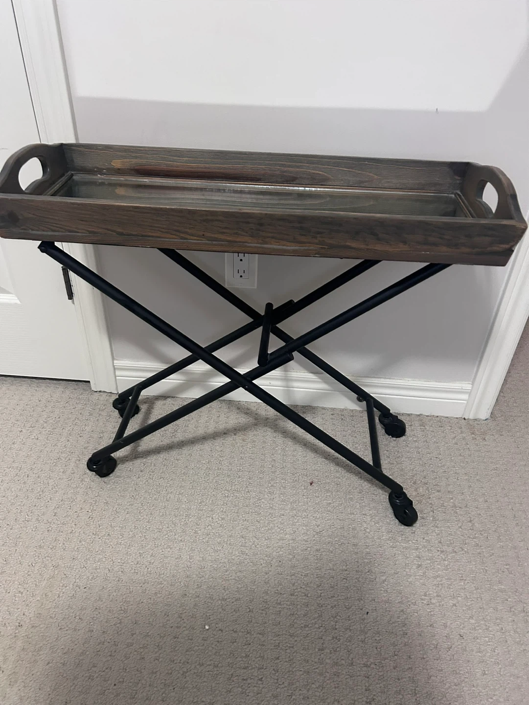 Rustic Wood & Mirror Tray Table - photo 3