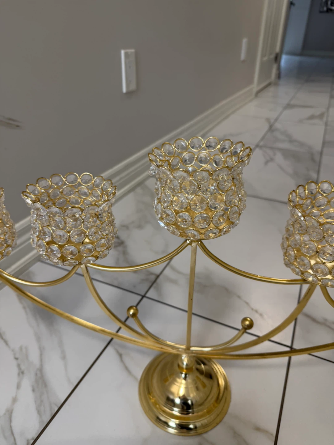 Gold Candelabra with Crystal Accents - photo 3