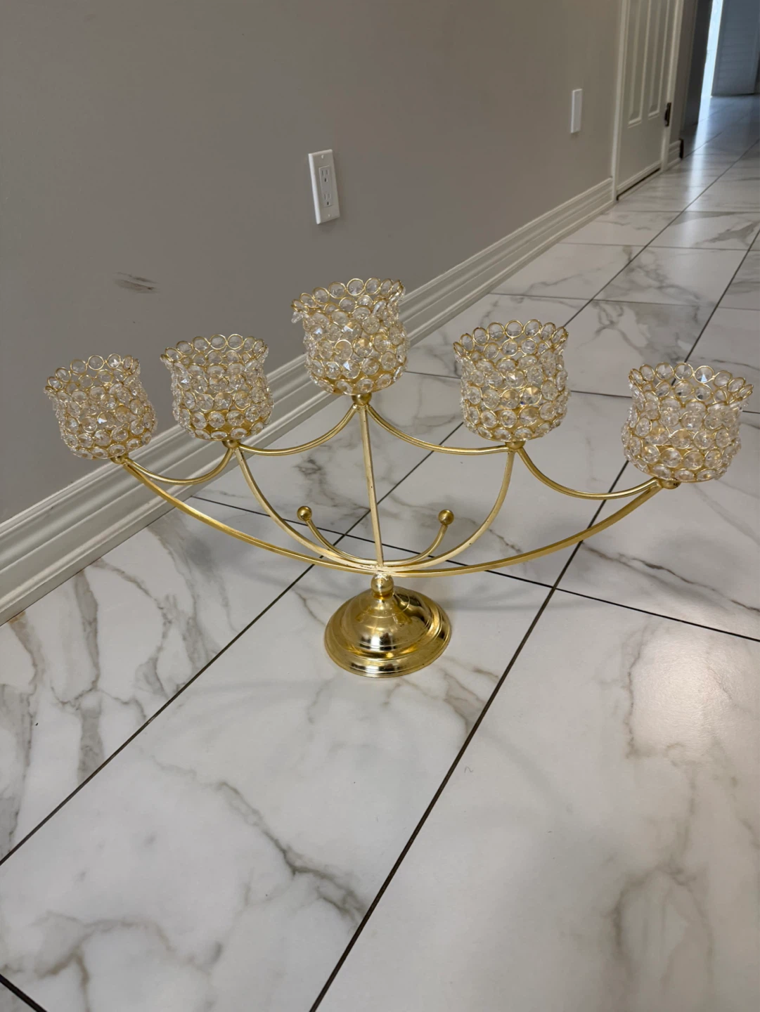 Gold Candelabra with Crystal Accents
