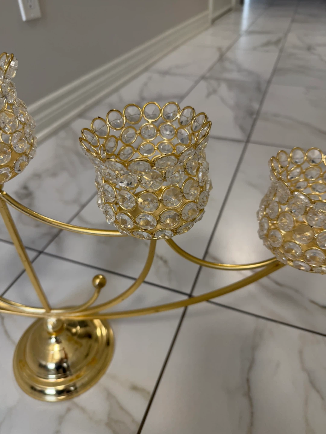 Gold Candelabra with Crystal Accents - photo 2