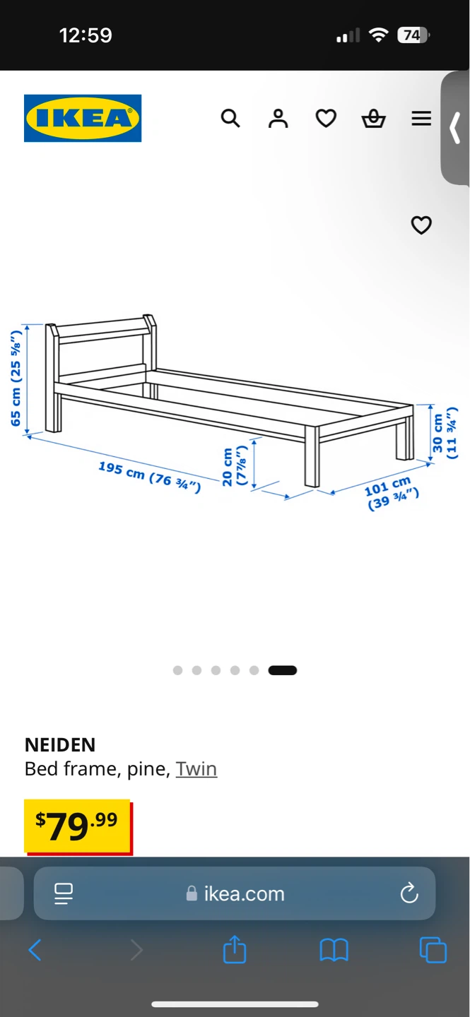 IKEA NEIDEN Twin/Single Bed Frame with mattress - photo 4