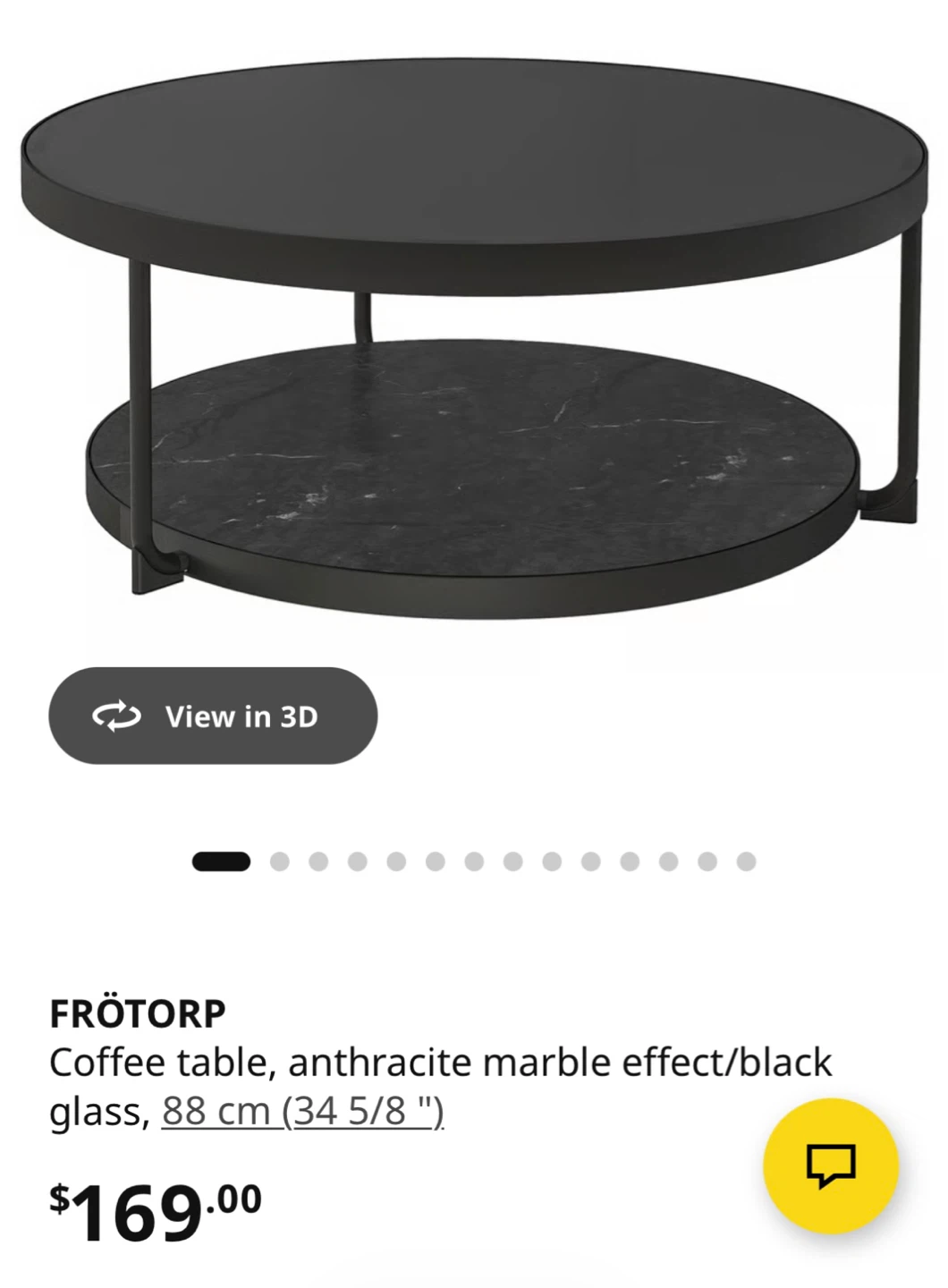 Round IKEA Coffee Table Anthracite Marble Effect/Black (88 cm) - photo 3