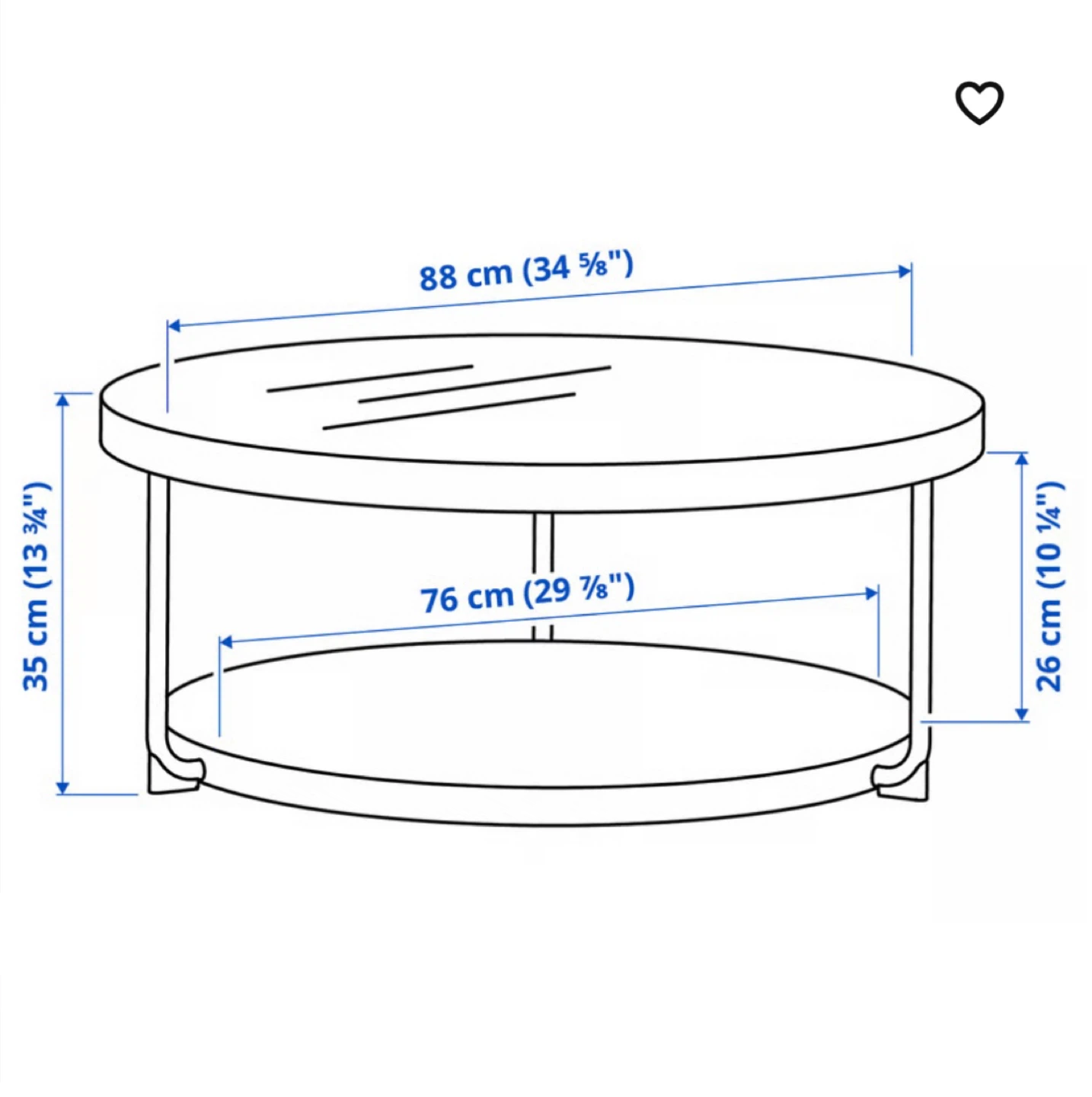 Round IKEA Coffee Table Anthracite Marble Effect/Black (88 cm) - photo 2