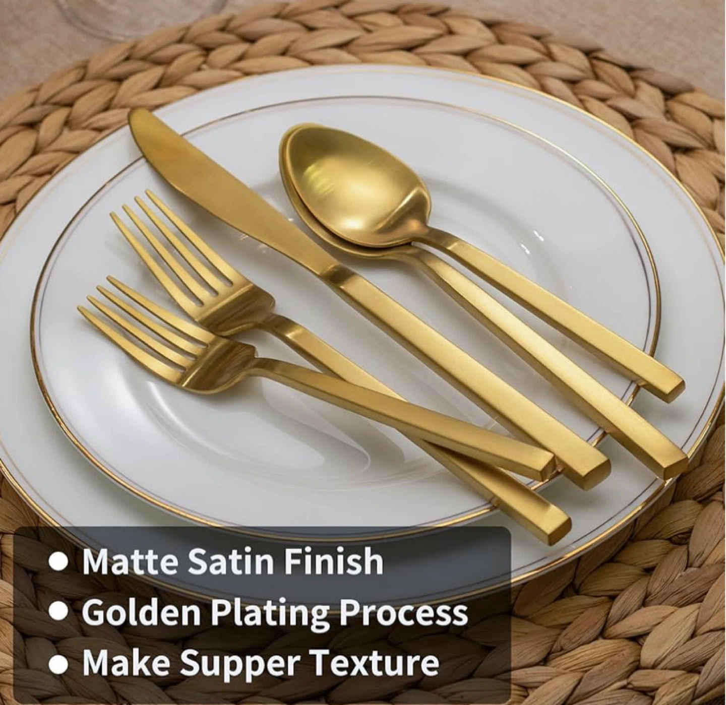 20 Piece Gold Stainless Steel Silverware Set for 4 - photo 5