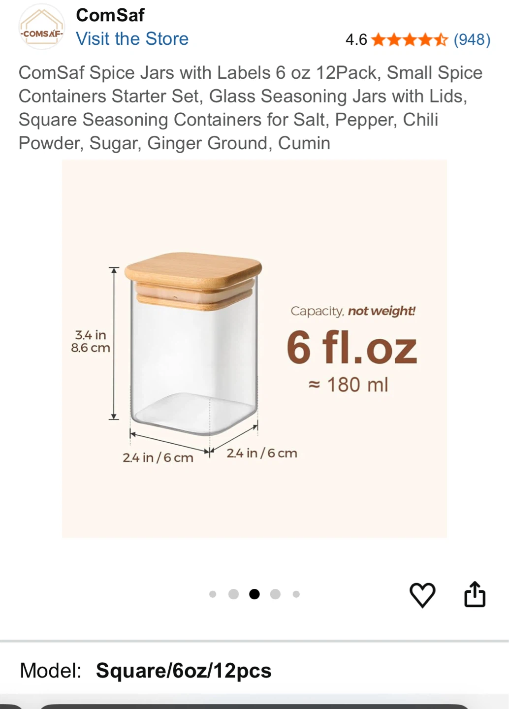 ComSaf 6 oz Glass Spice Jars with Lids and Labels, 12 Pack - photo 3