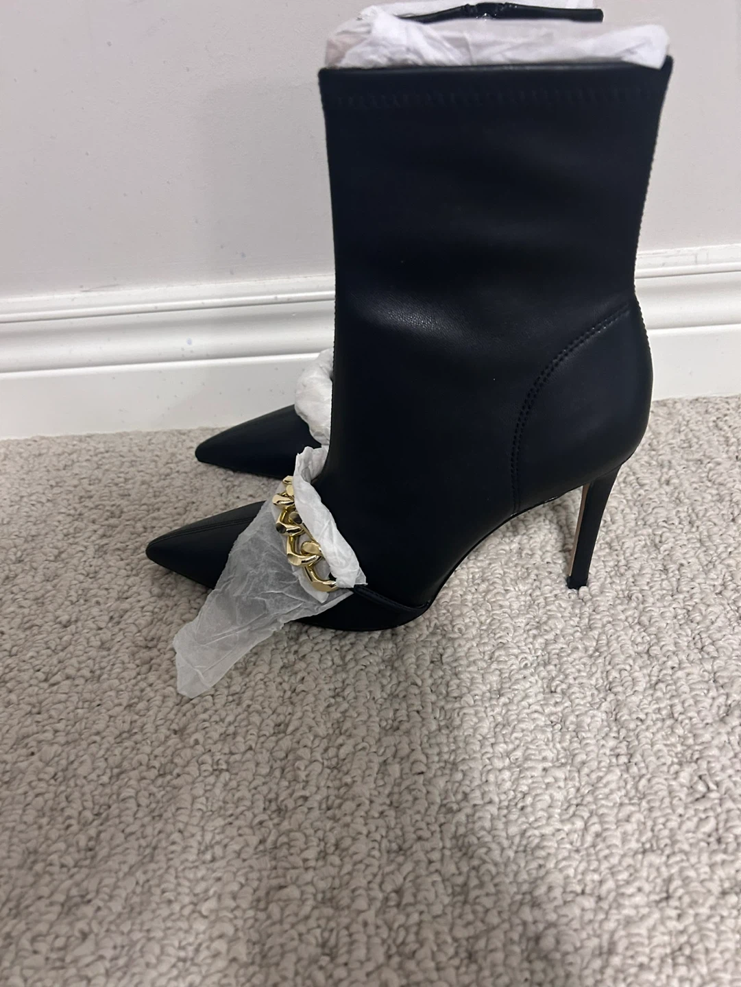 Black ankle boots with chain detail, Size 38 - photo 2
