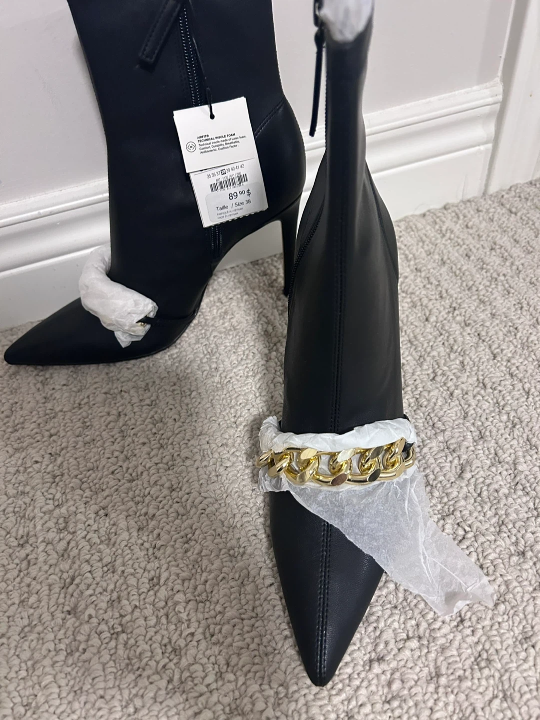 Black ankle boots with chain detail, Size 38 - photo 3