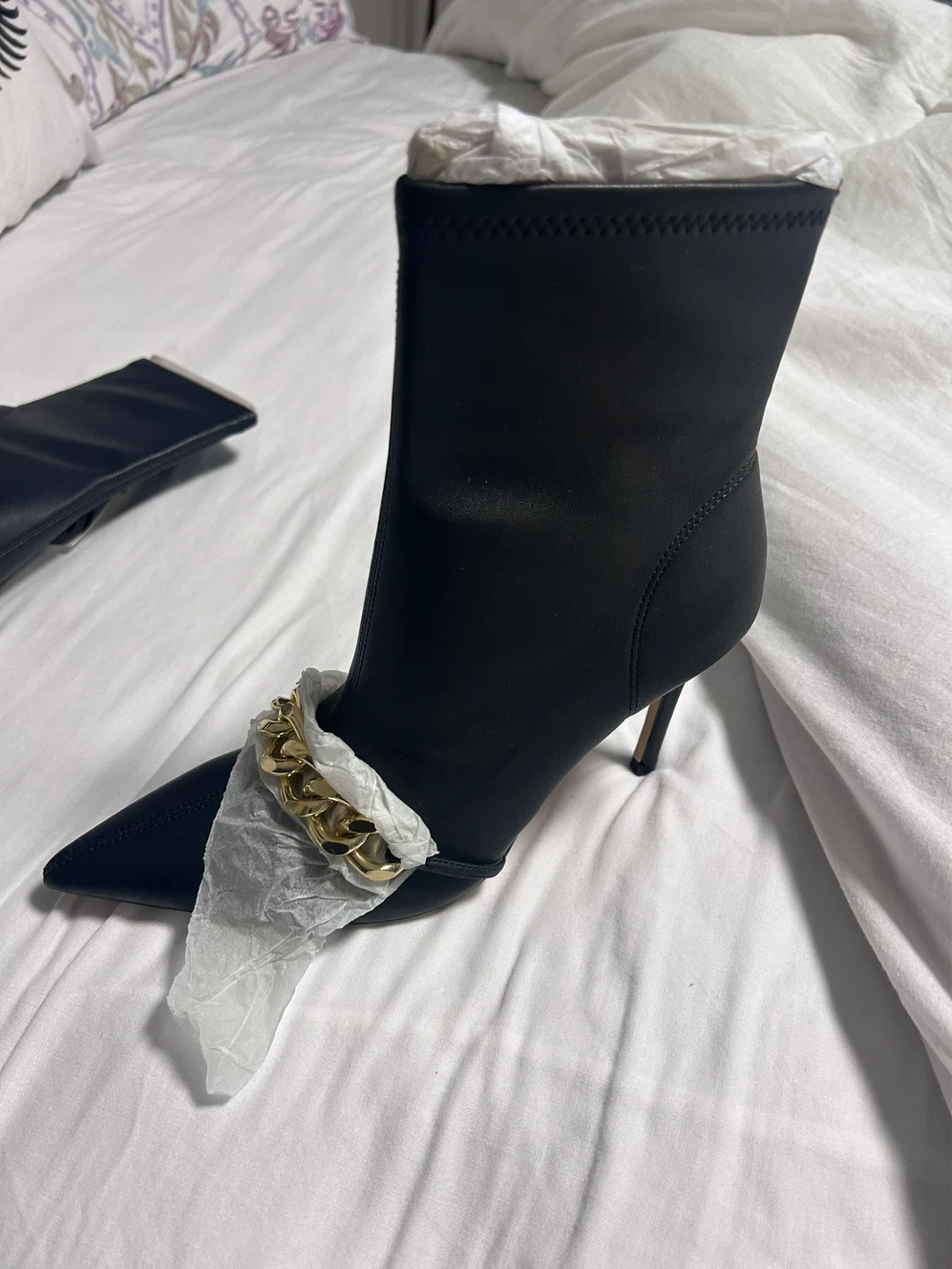 Black ankle boots with chain detail, Size 38 - photo 5