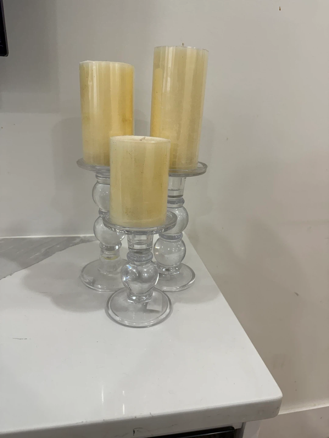 Set of 3 Glass Pillar Candle Holders