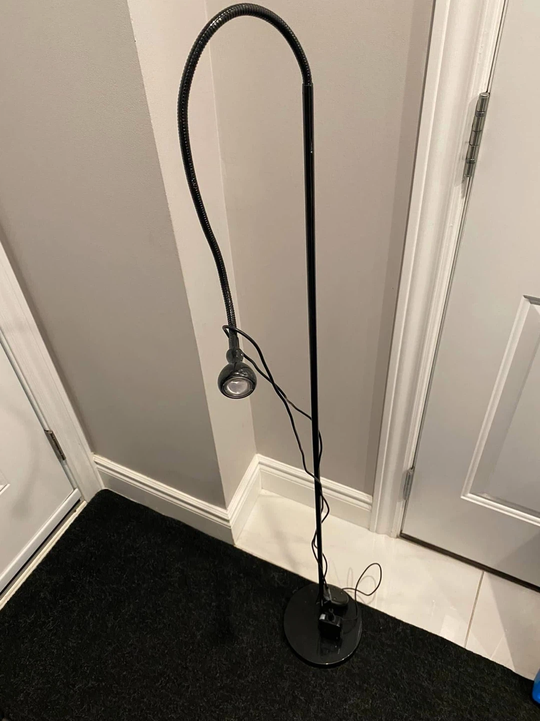 Black Gooseneck Floor Lamp with LED Light