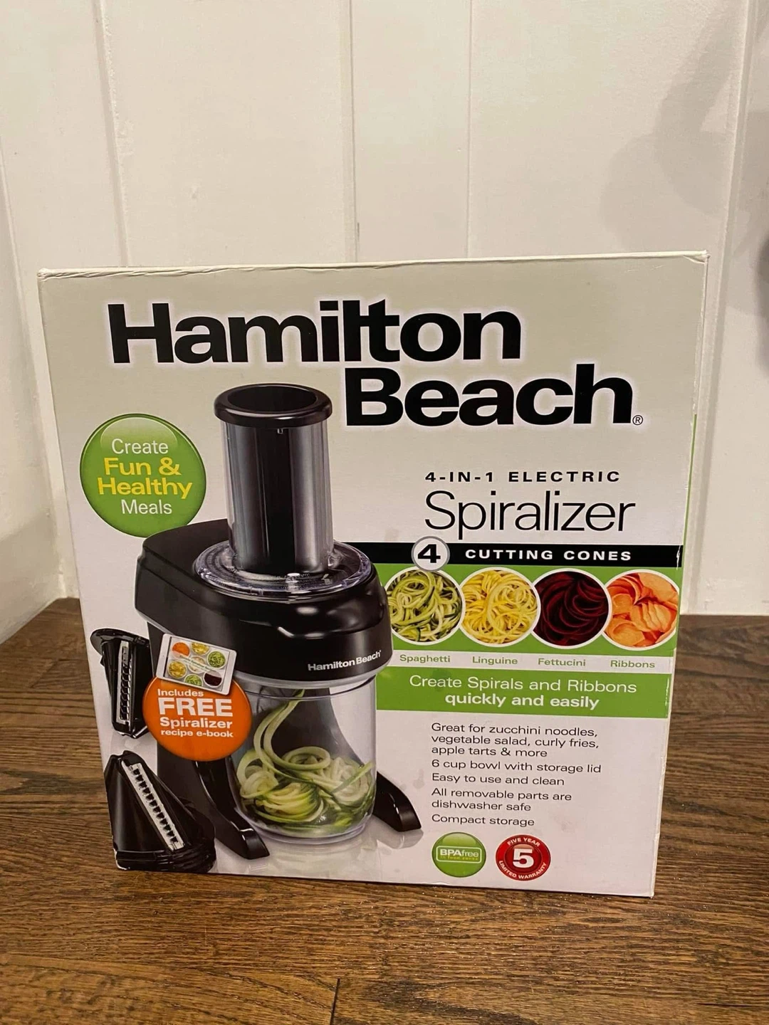 Hamilton Beach 4-in-1 Electric Spiralizer with 4 Cutting Cones