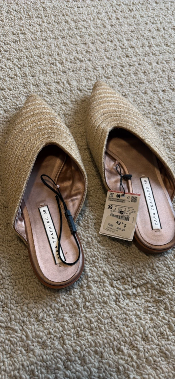ZARA TRF Flat Espadrille Shoes Size 39
