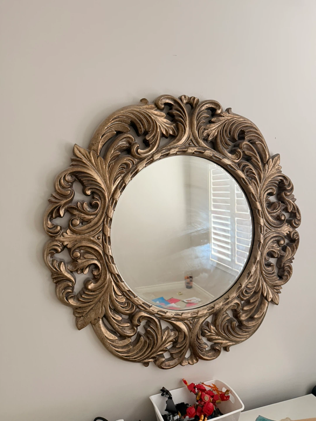 Ornate Gold Round Wall Mirror