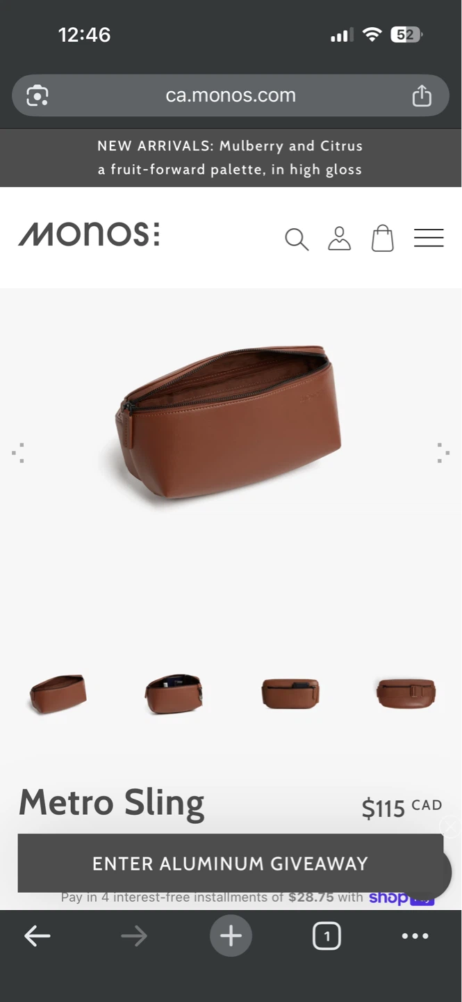 Monos Metro Sling Bag - Cognac - photo 3