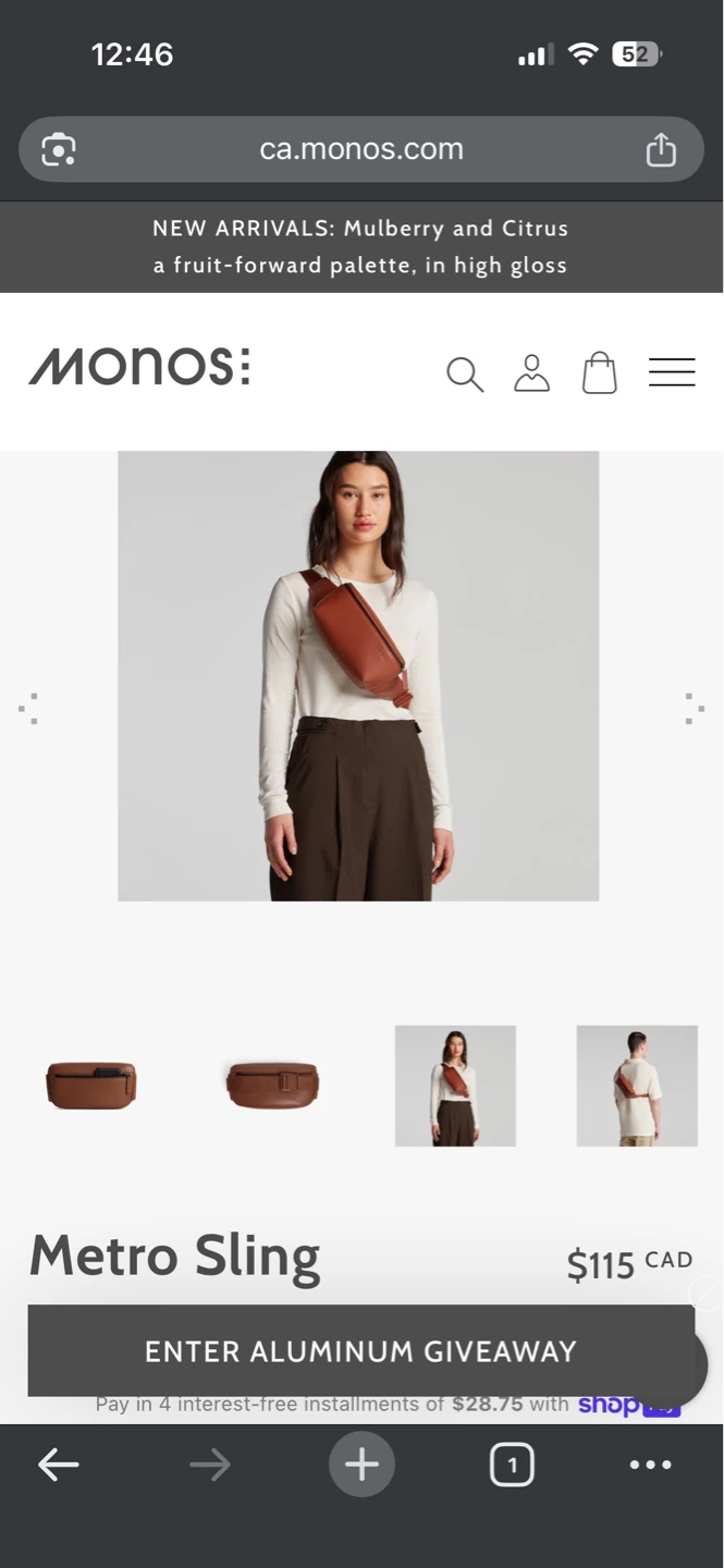 Monos Metro Sling Bag - Cognac