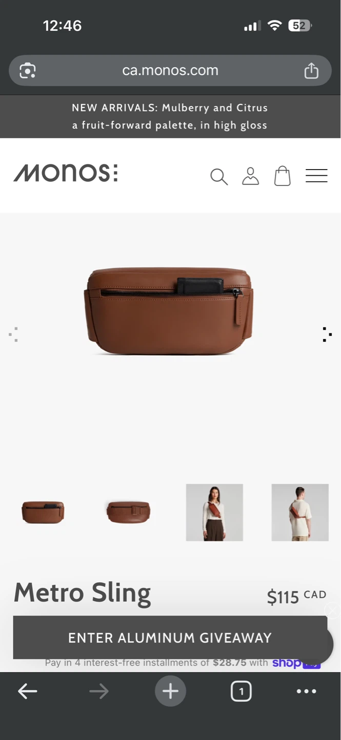 Monos Metro Sling Bag - Cognac - photo 2