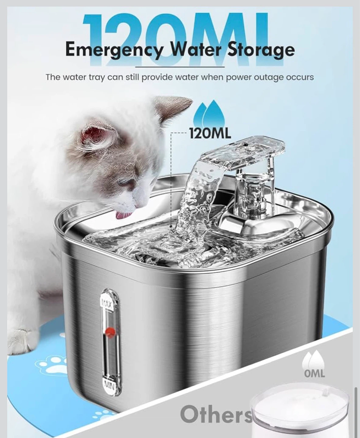 Pet Water Fountain - Stainless Steel 2.2L