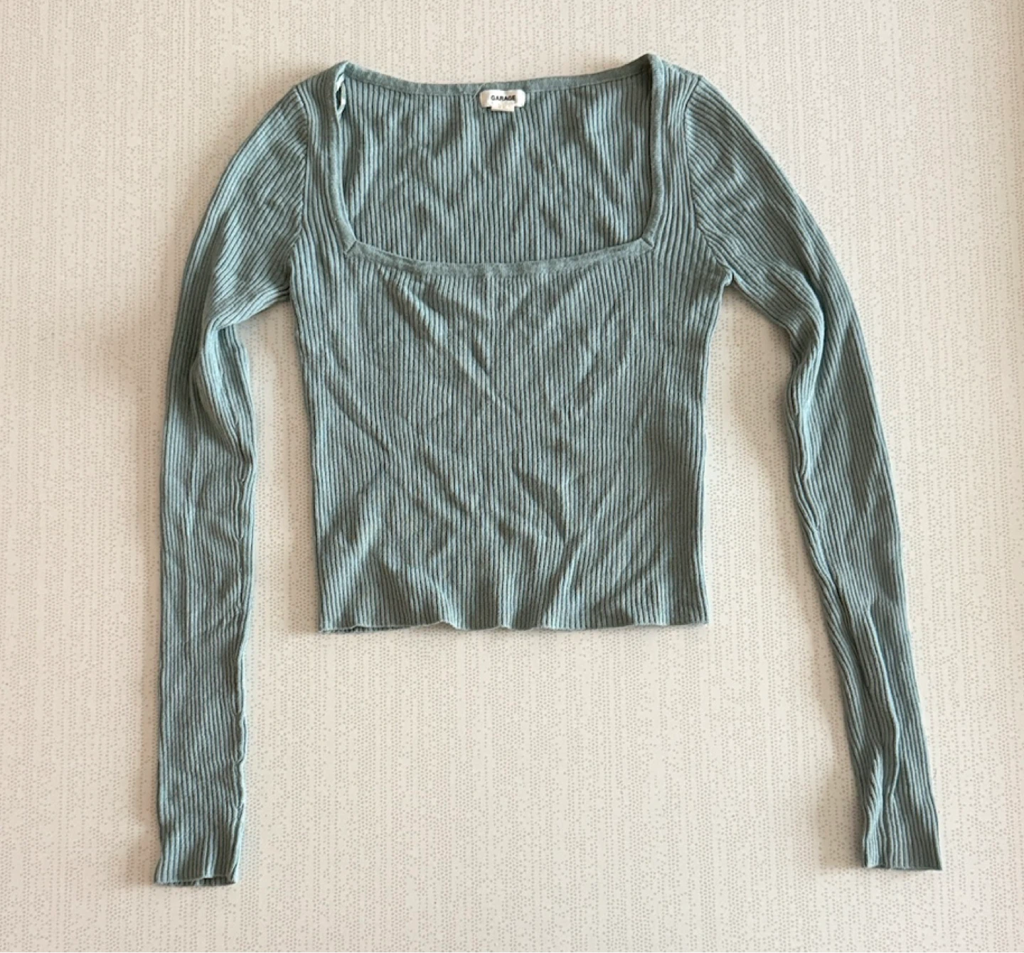 Garage Ribbed Square Neck Long Sleeve Top - Size small