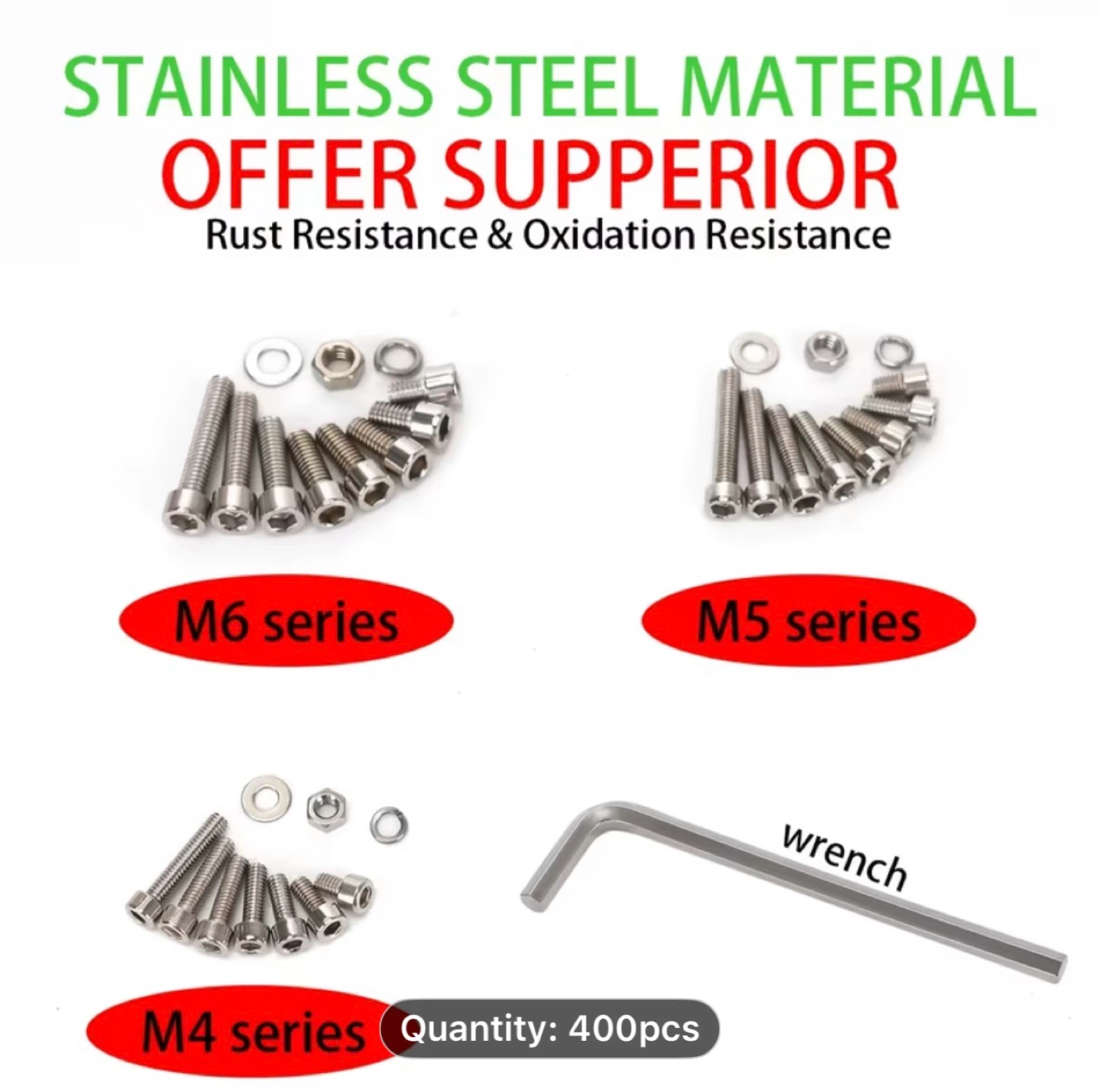 400pcs Stainless Steel Cup Head Hex Nuts And Bolts Set - photo 5