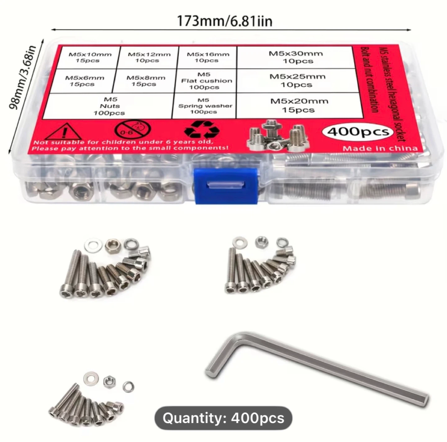 400pcs Stainless Steel Cup Head Hex Nuts And Bolts Set - photo 4