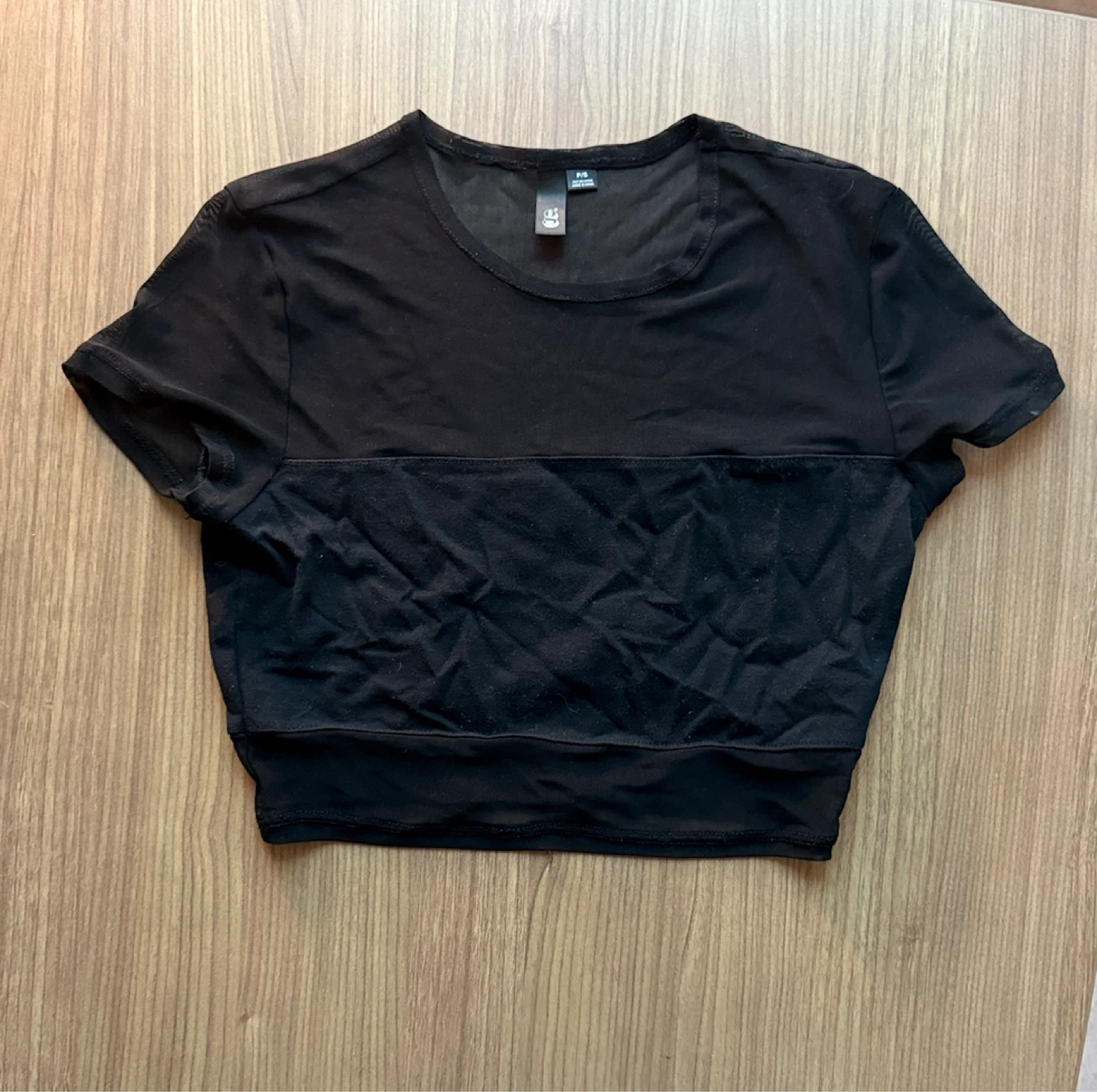 Garage Black Mesh and Fabric Crop Top - size small