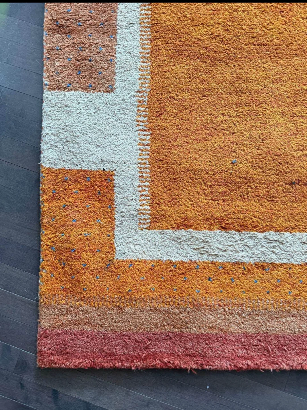 Orange Area Gabbeh Rug with White Border - photo 3