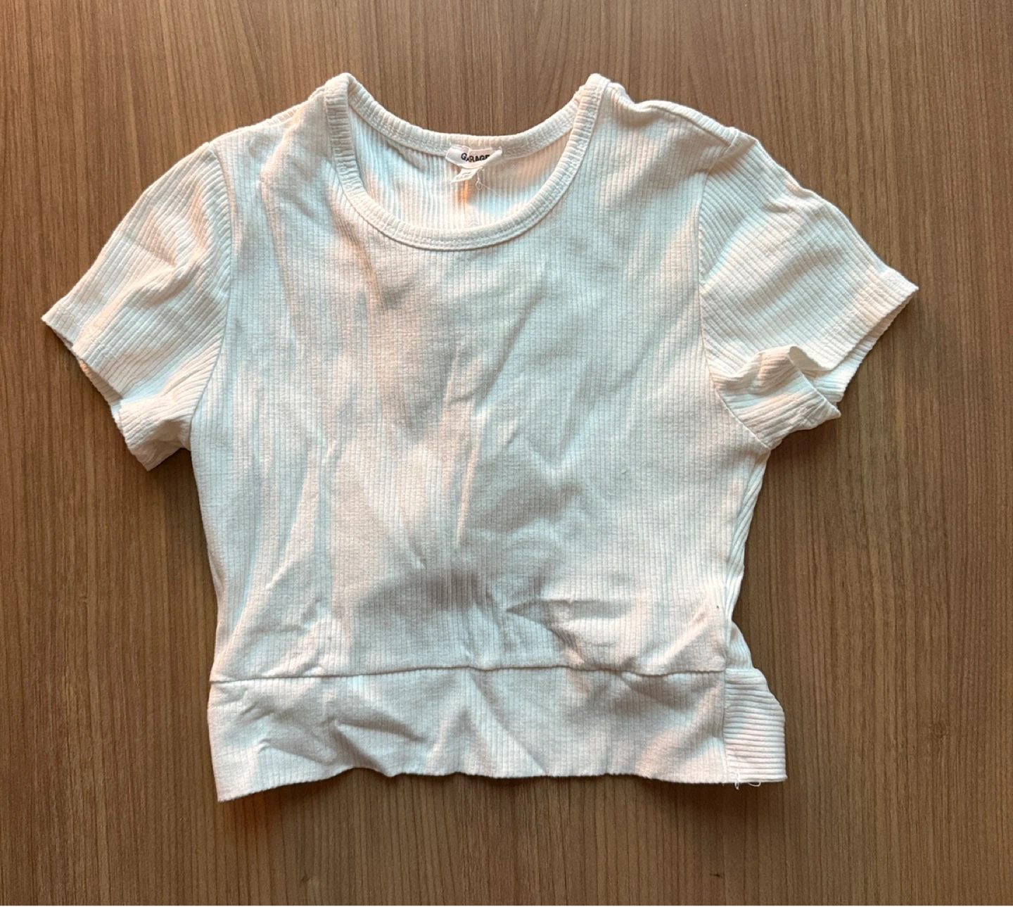 Garage White Ribbed Tie-Back Top - size small - photo 2