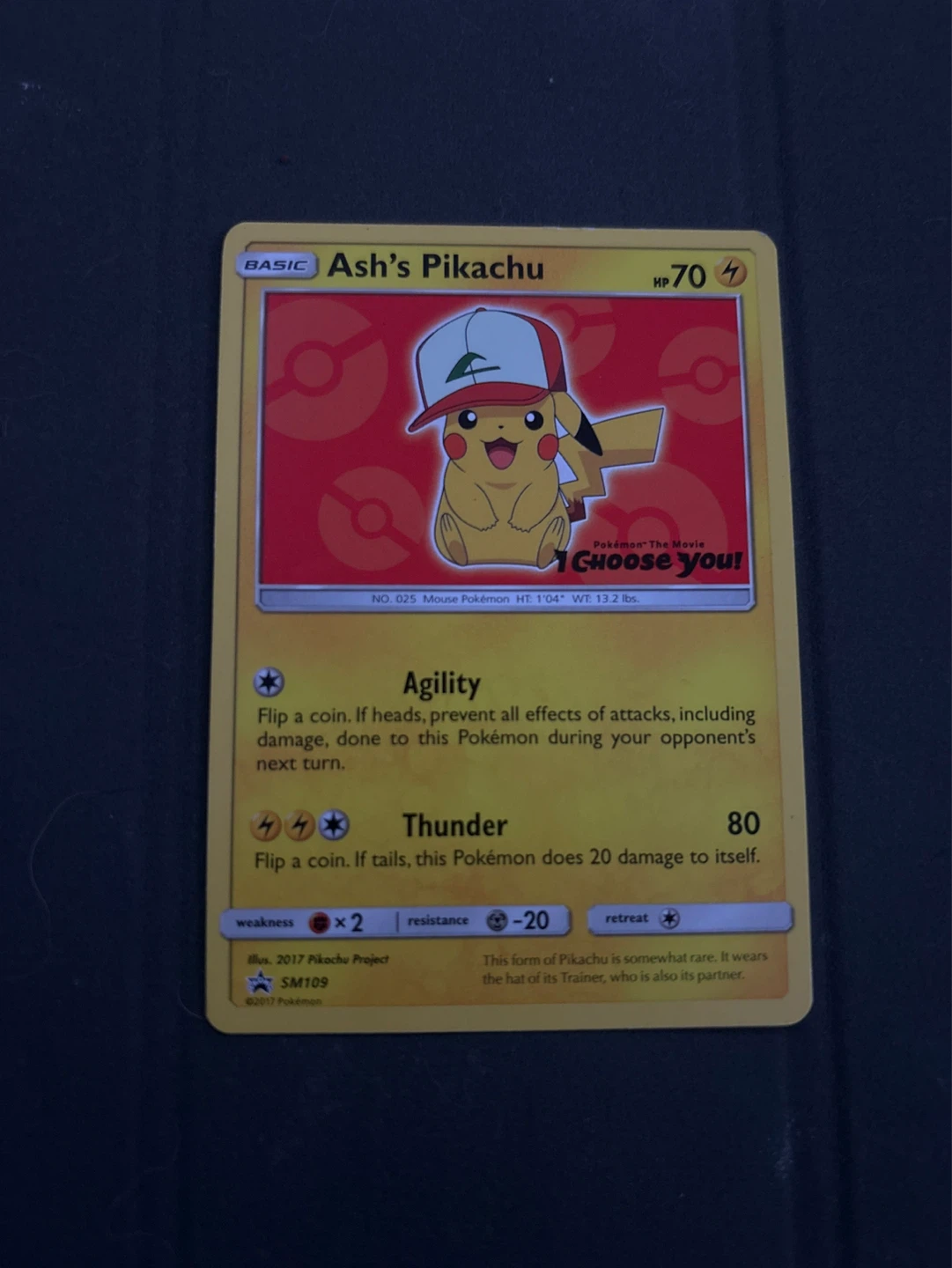 Pokemon Ash's Pikachu Card SM109